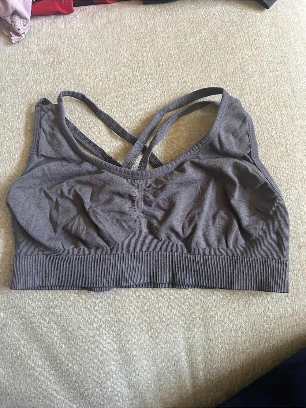 Seamless Charcoal Gray Strappy Camisole Bralette